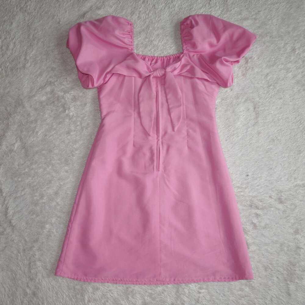 Girls Size 14 GB Girls Pink Puff-Sleeve Empire Waist Dress, Like New - Picture 8 of 10
